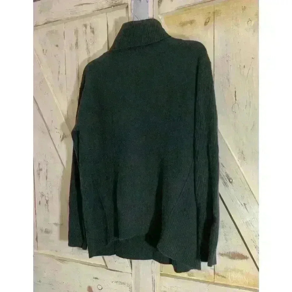 AQUA Cashmere Lady Turtleneck Sweater Dark Green Long Sleeves Size‎ XS, NWT 198$